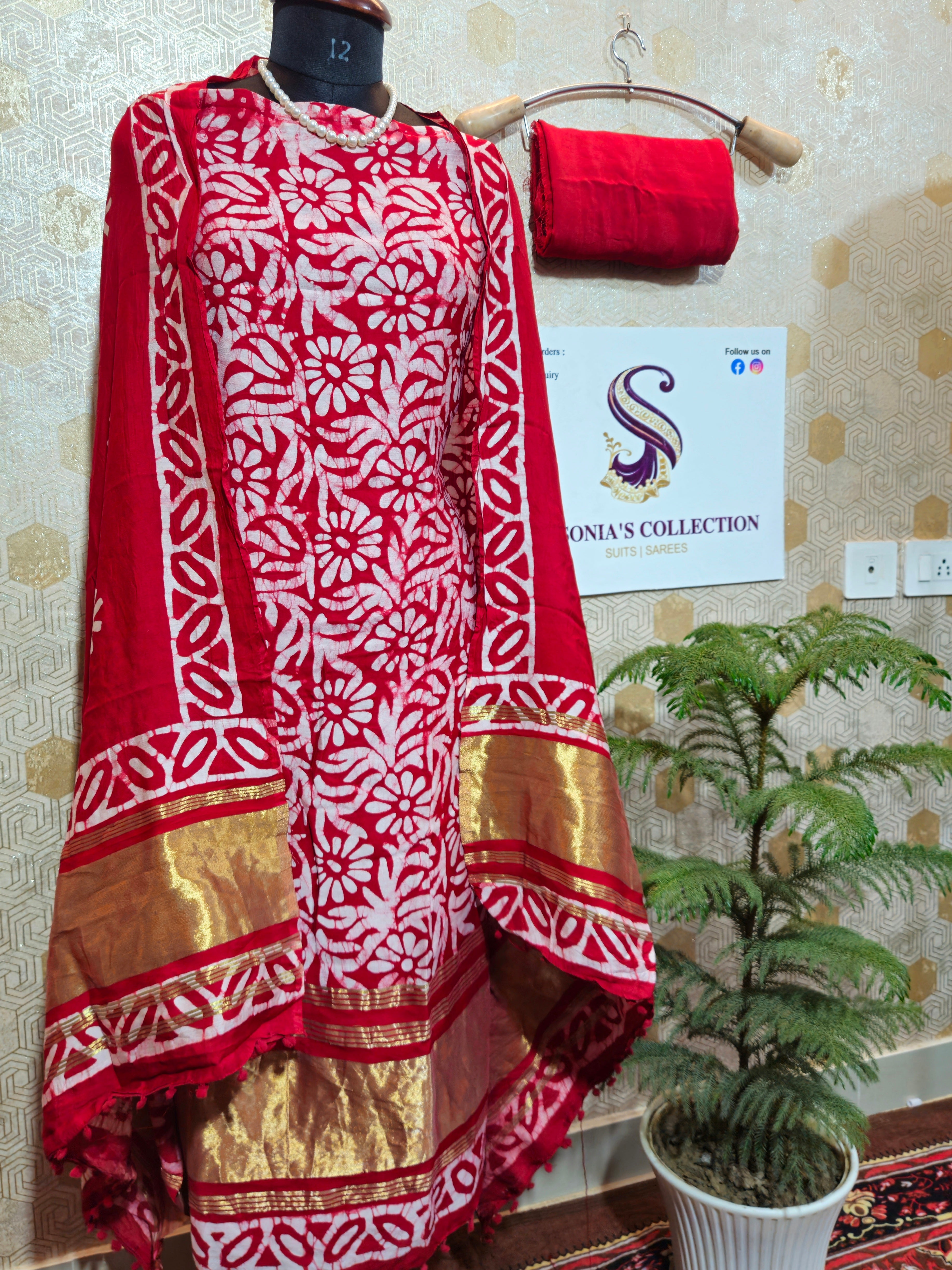0037- Red Gajji Silk Suit