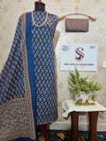 074 : Blue Jaipuri Pure Cotton Suit