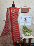 073 : Red Jaipuri Pure Cotton Suit