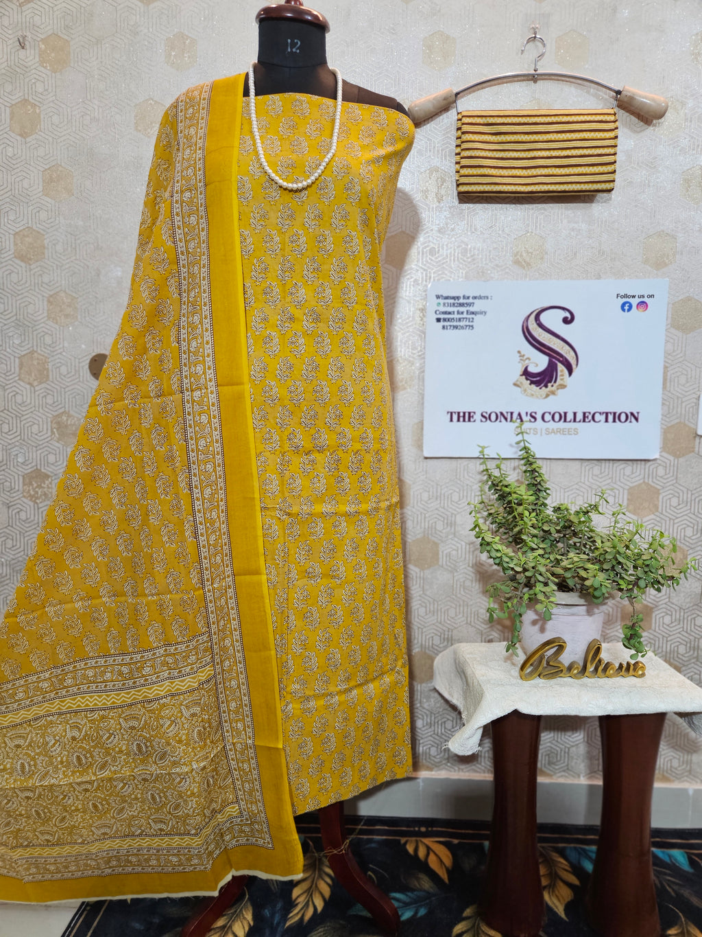 072 : Yellow Jaipuri Pure Cotton Suit