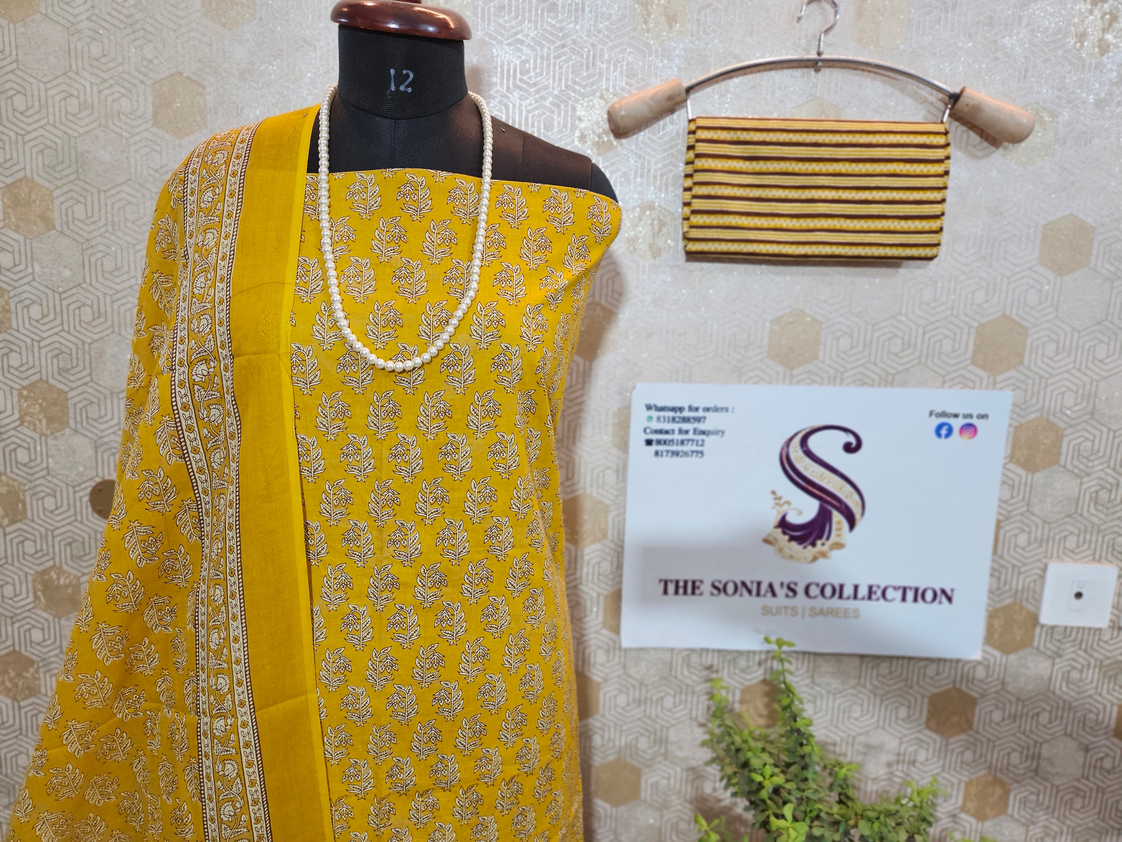 072 : Yellow Jaipuri Pure Cotton Suit