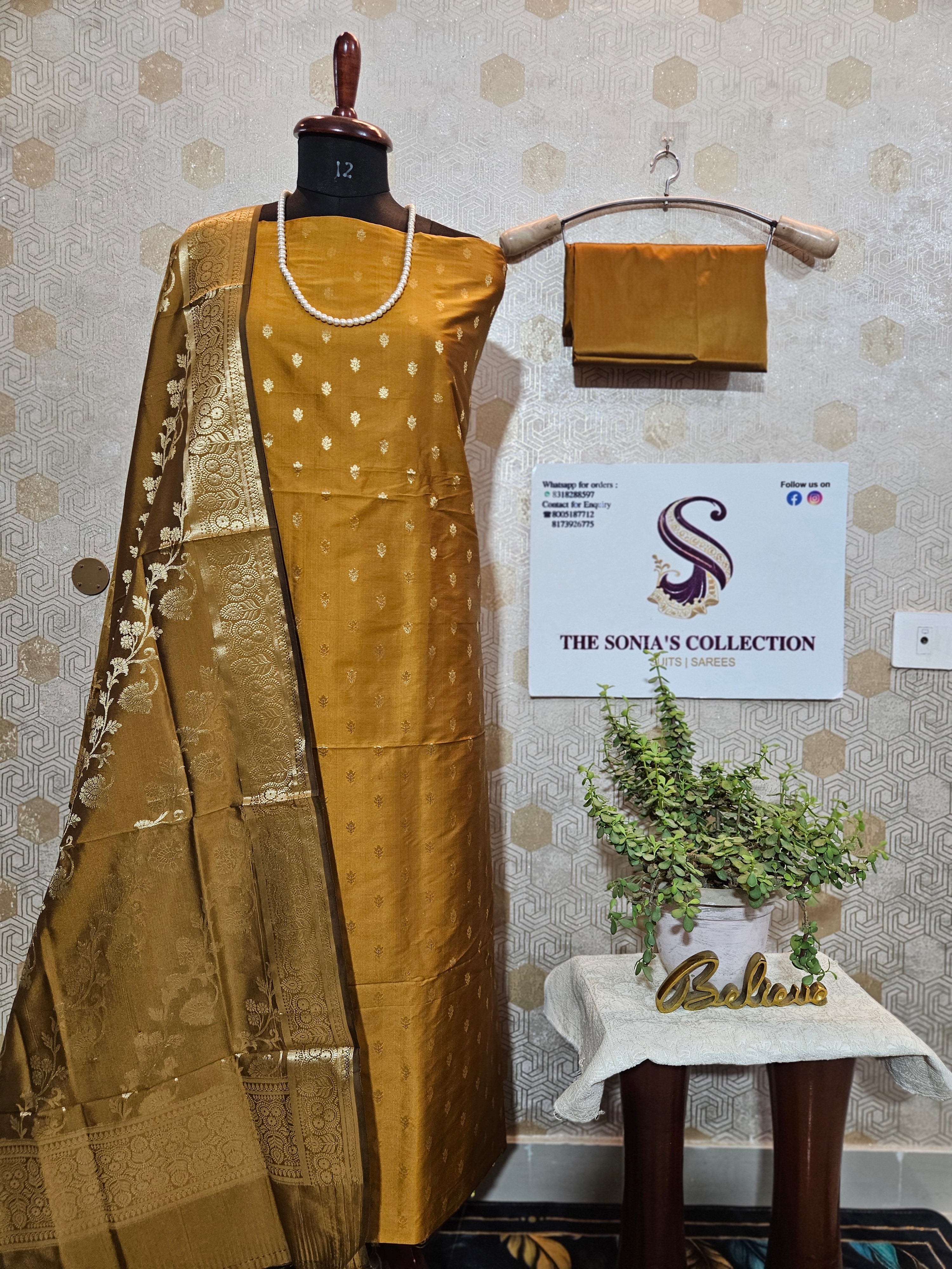 071 : Golden Banarsi Silk Suit