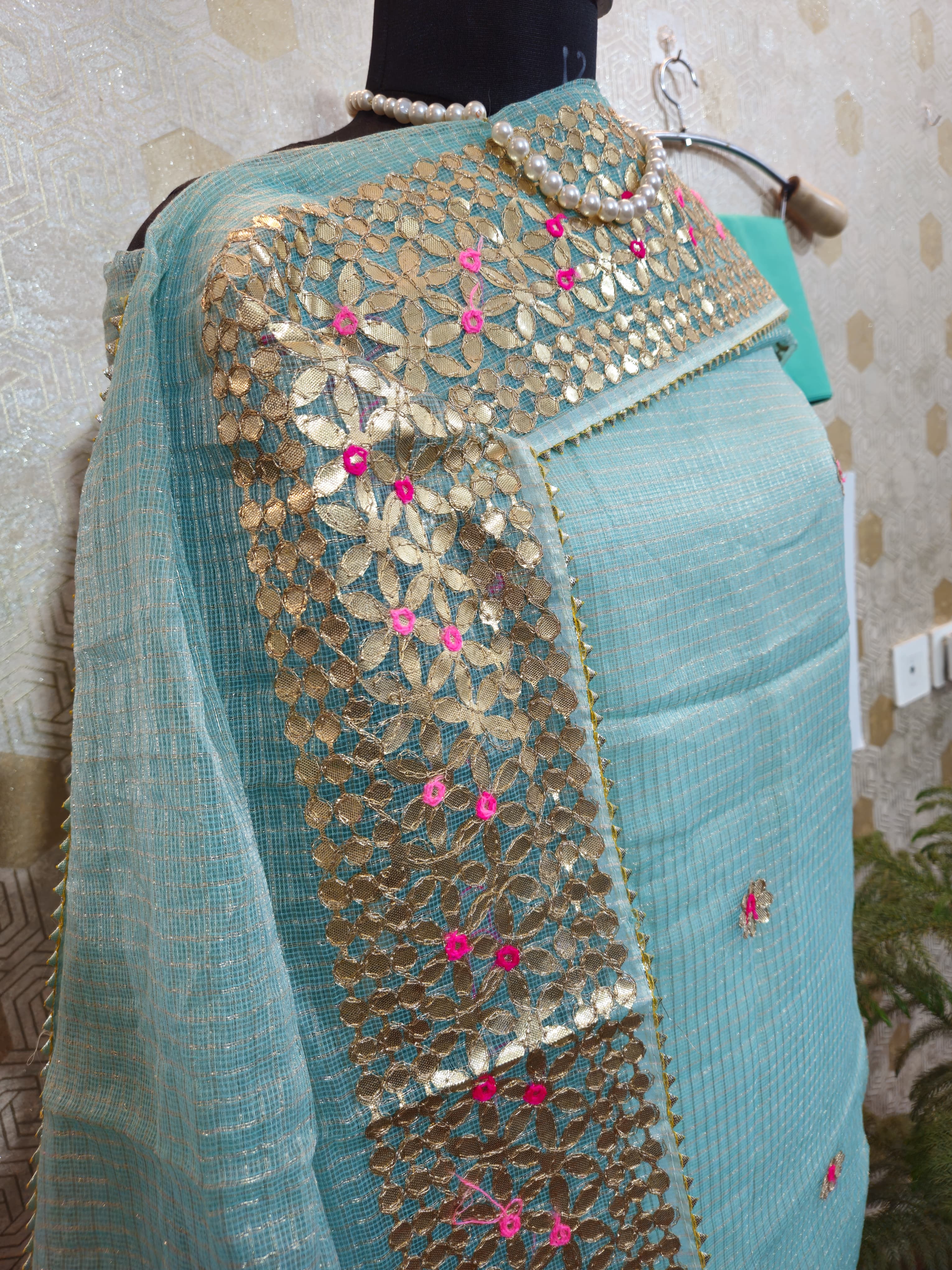 053 - Aqua Green Kota Doriya Suit