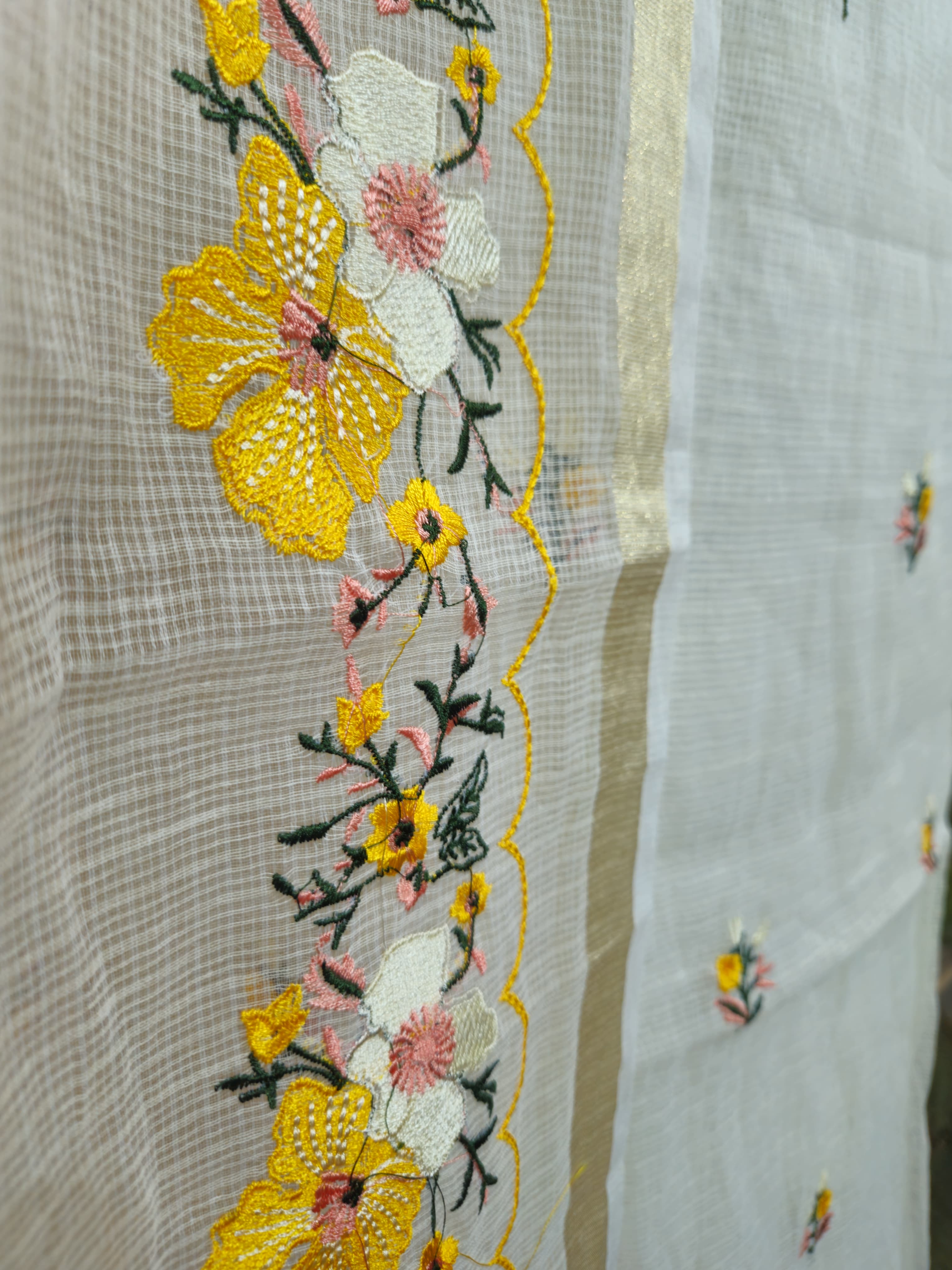 052 - White and Yellow Kota Doriya Suit