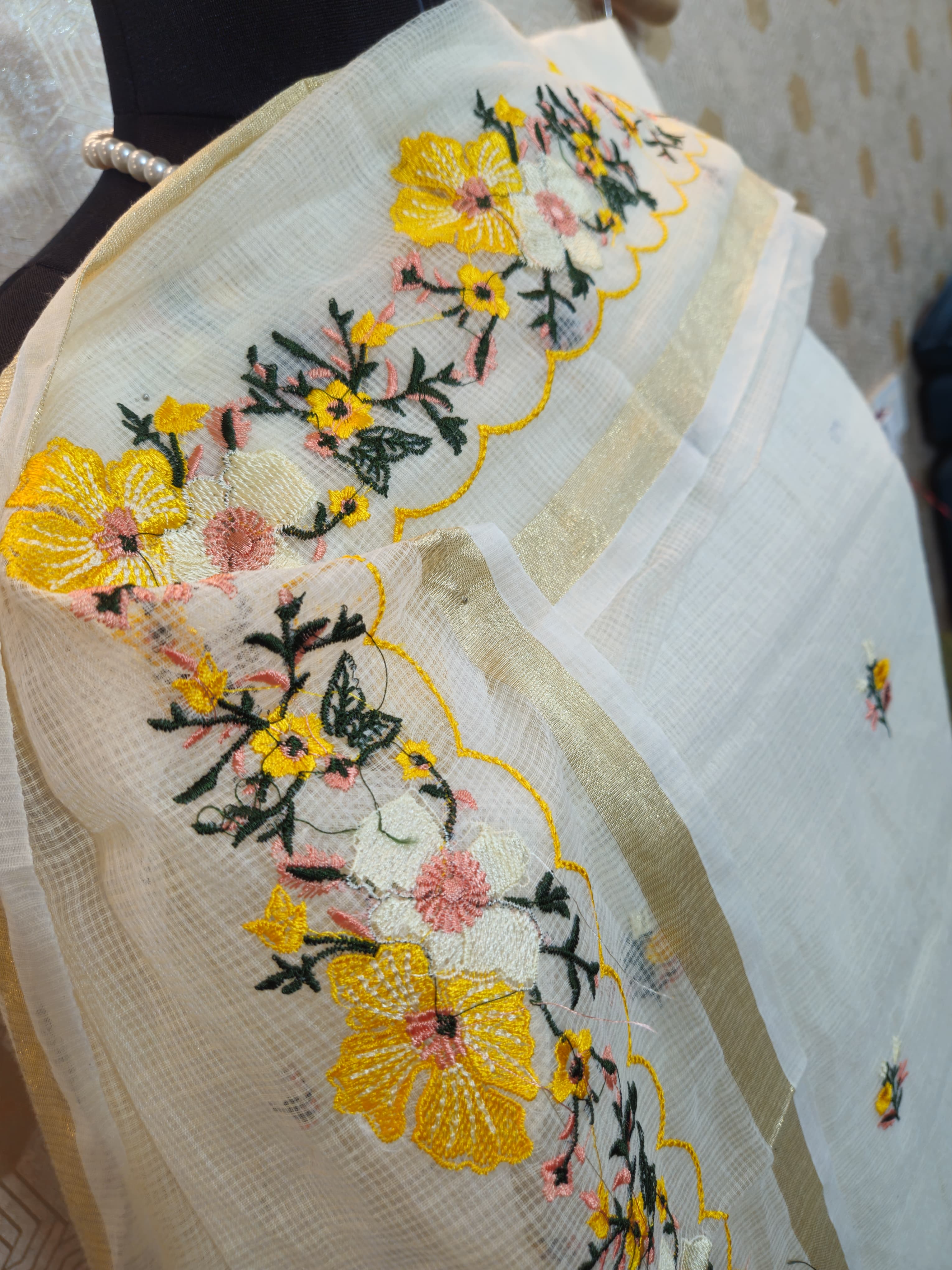 052 - White and Yellow Kota Doriya Suit