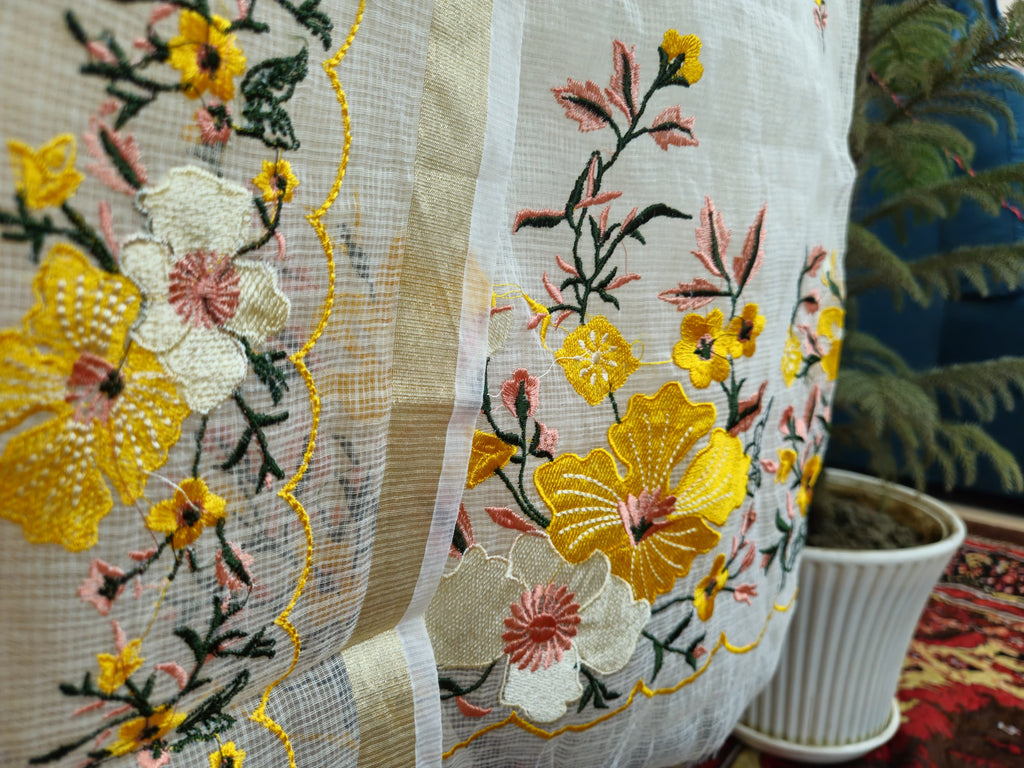 052 - White and Yellow Kota Doriya Suit