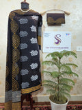 051 - Black Cotton Bagru Print Suit