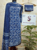 050 - Blue Cotton Bagru Print Suit