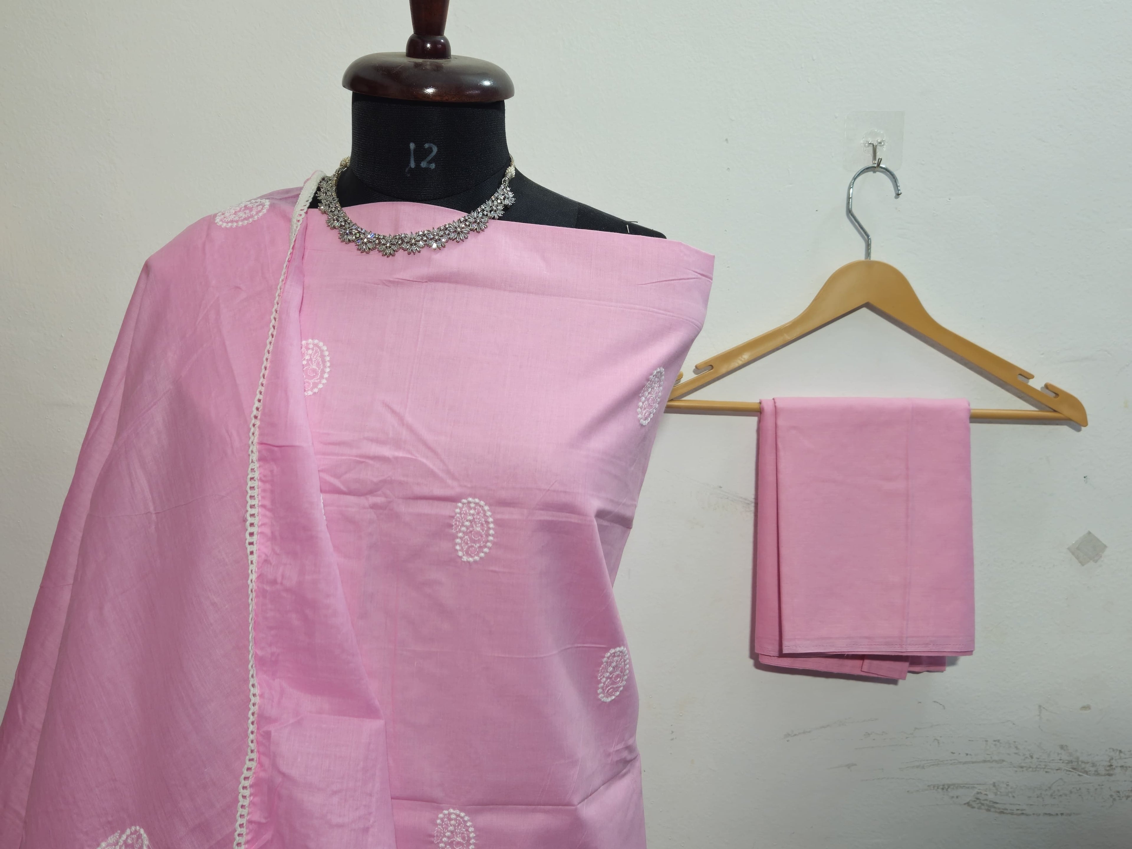 056 - Pink Cotton Embroidery Suit