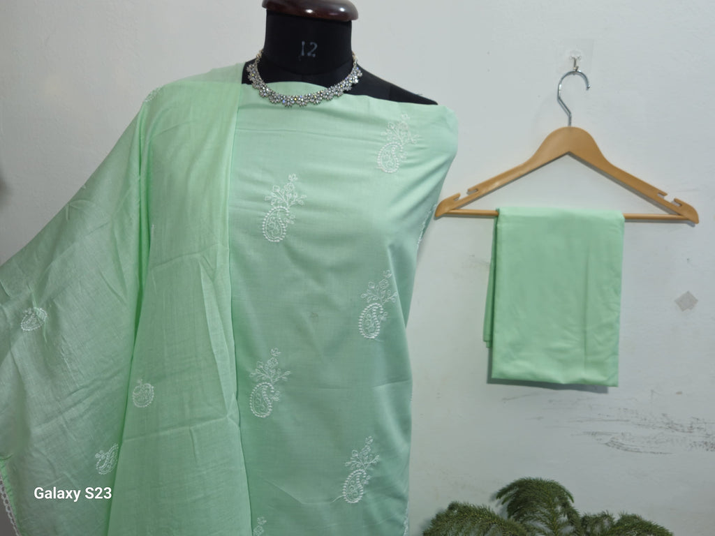 058 - Sea Green Cotton Embroidery Suit