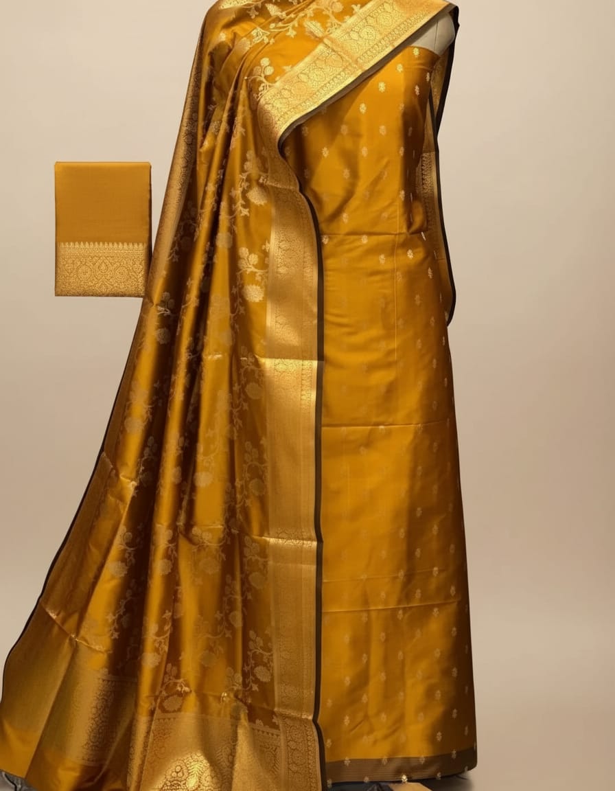 071 : Golden Banarsi Silk Suit
