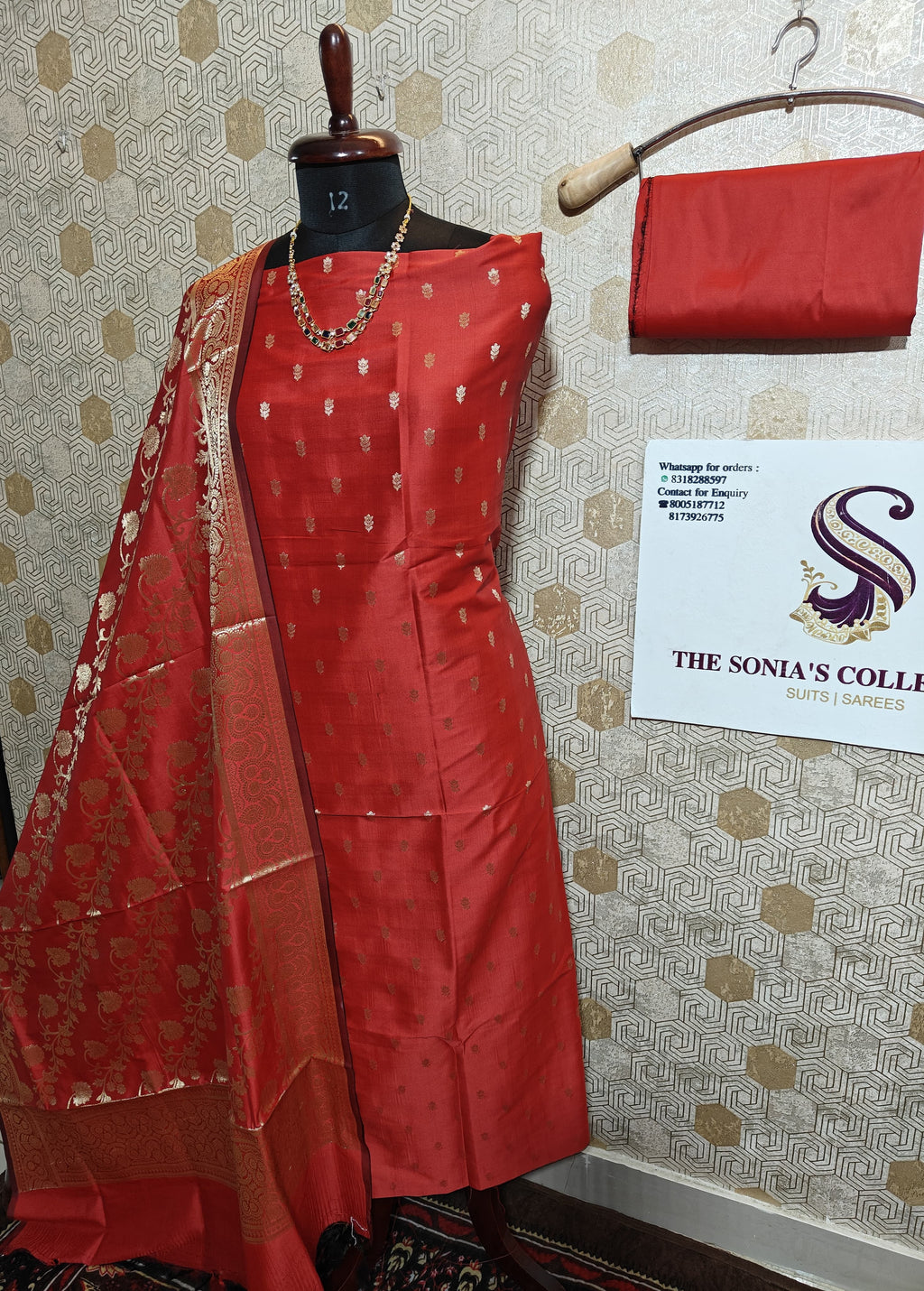 069 : Red Banarsi Silk Suit