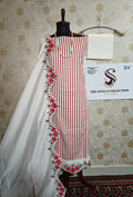 065 - Red and White Pure Cotton Suit