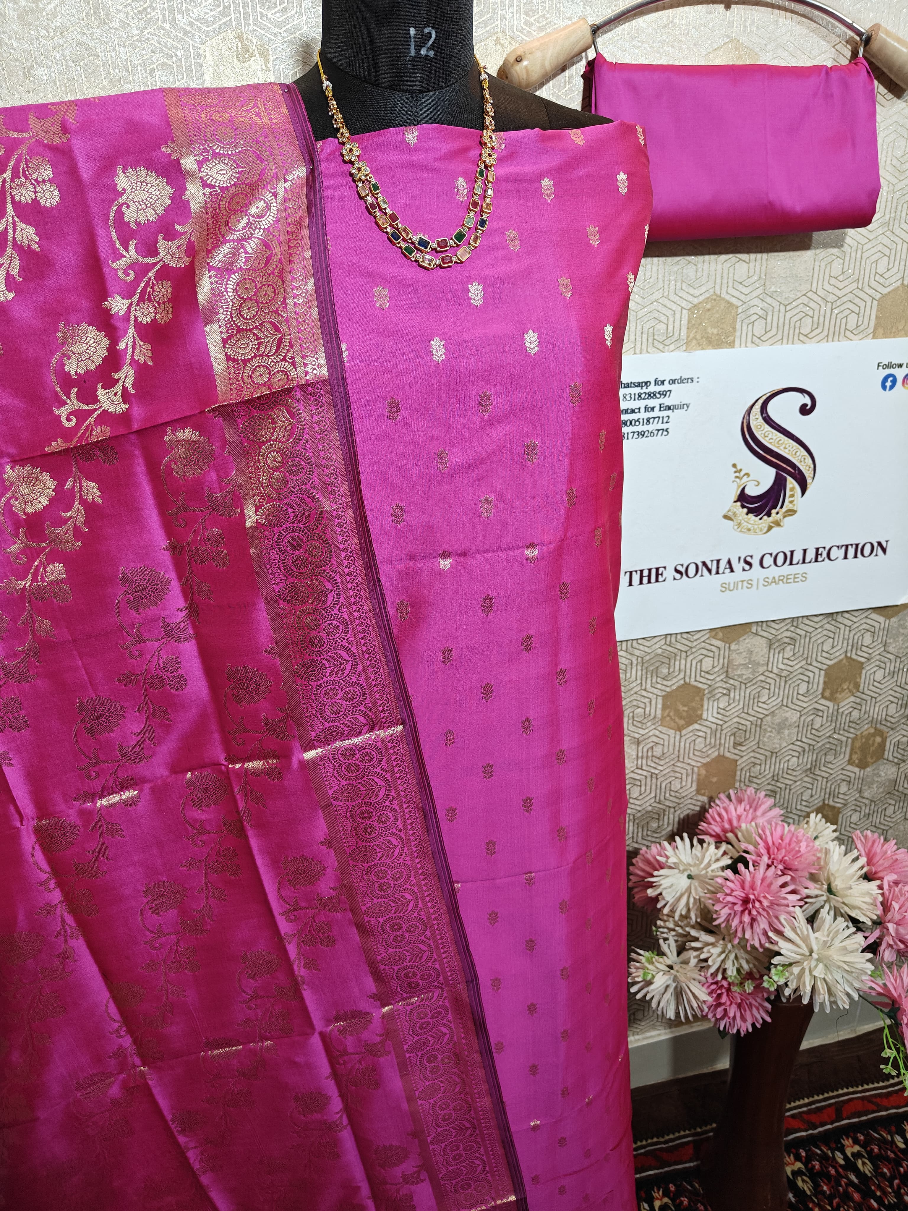 070 : Rani Pink Banarsi Silk Suit