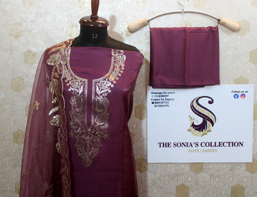 0010 - Dark Mauve Satin Silk Suit