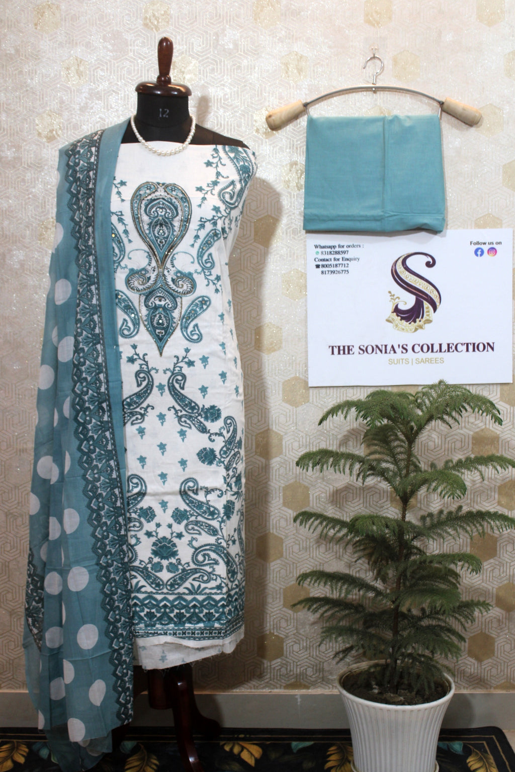 0023 - Aqua Green Cotton Suit