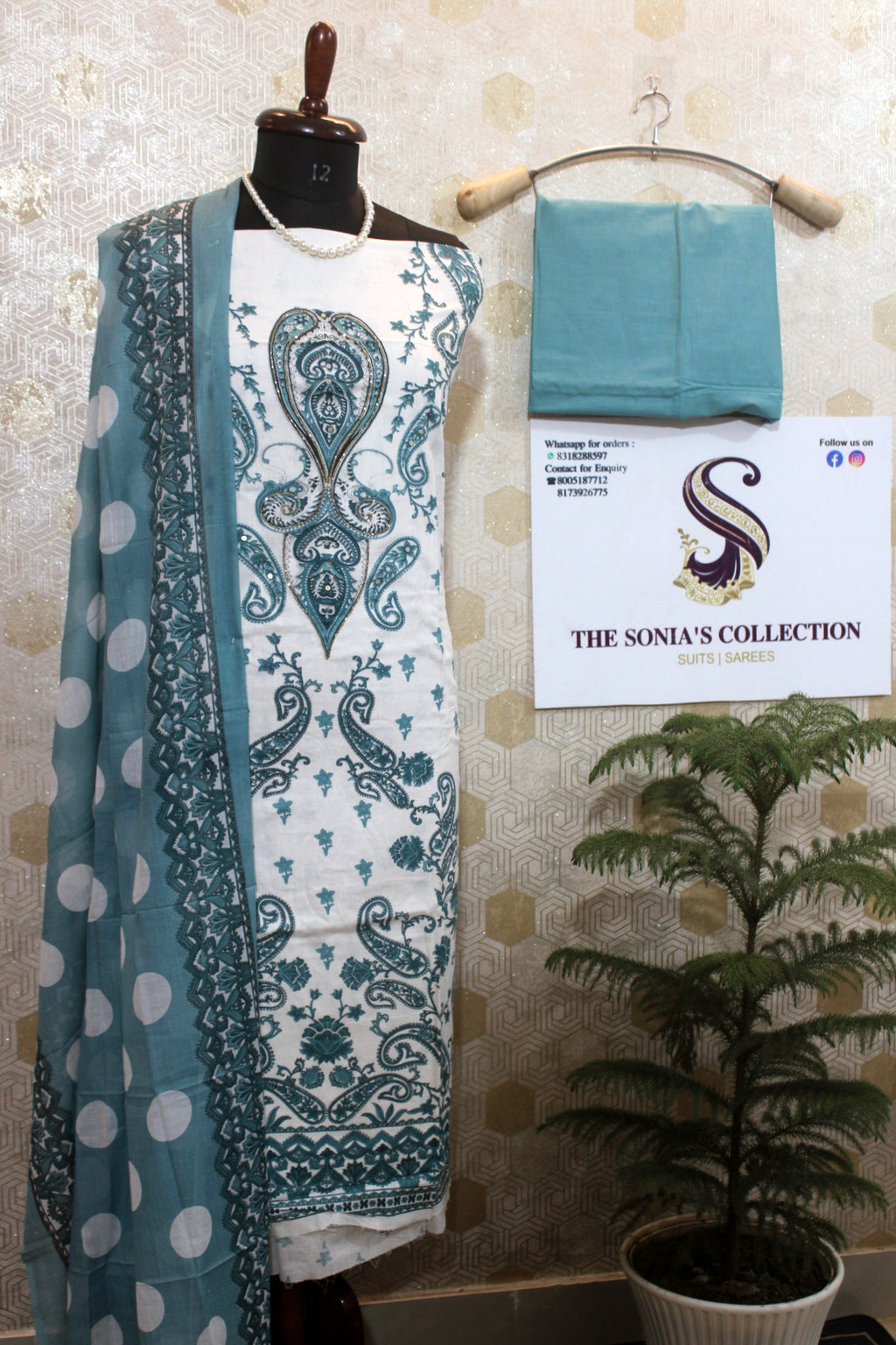 0023 - Aqua Green Cotton Suit