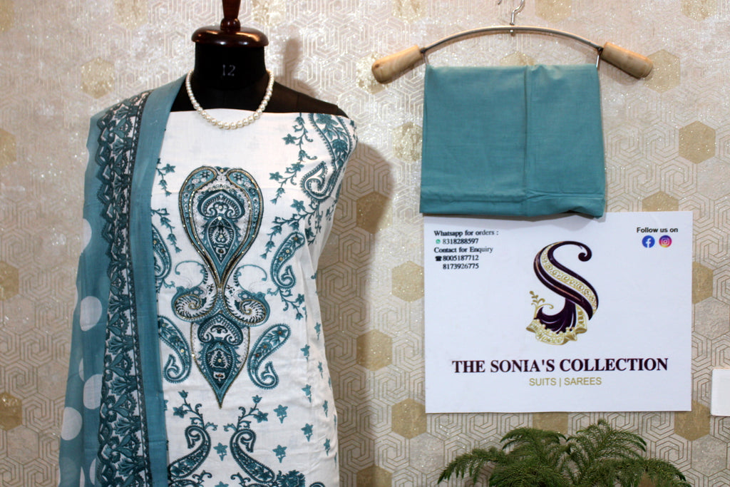 0023 - Aqua Green Cotton Suit