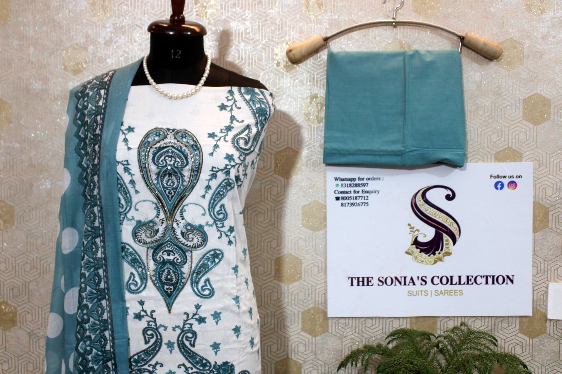 0023 - Aqua Green Cotton Suit