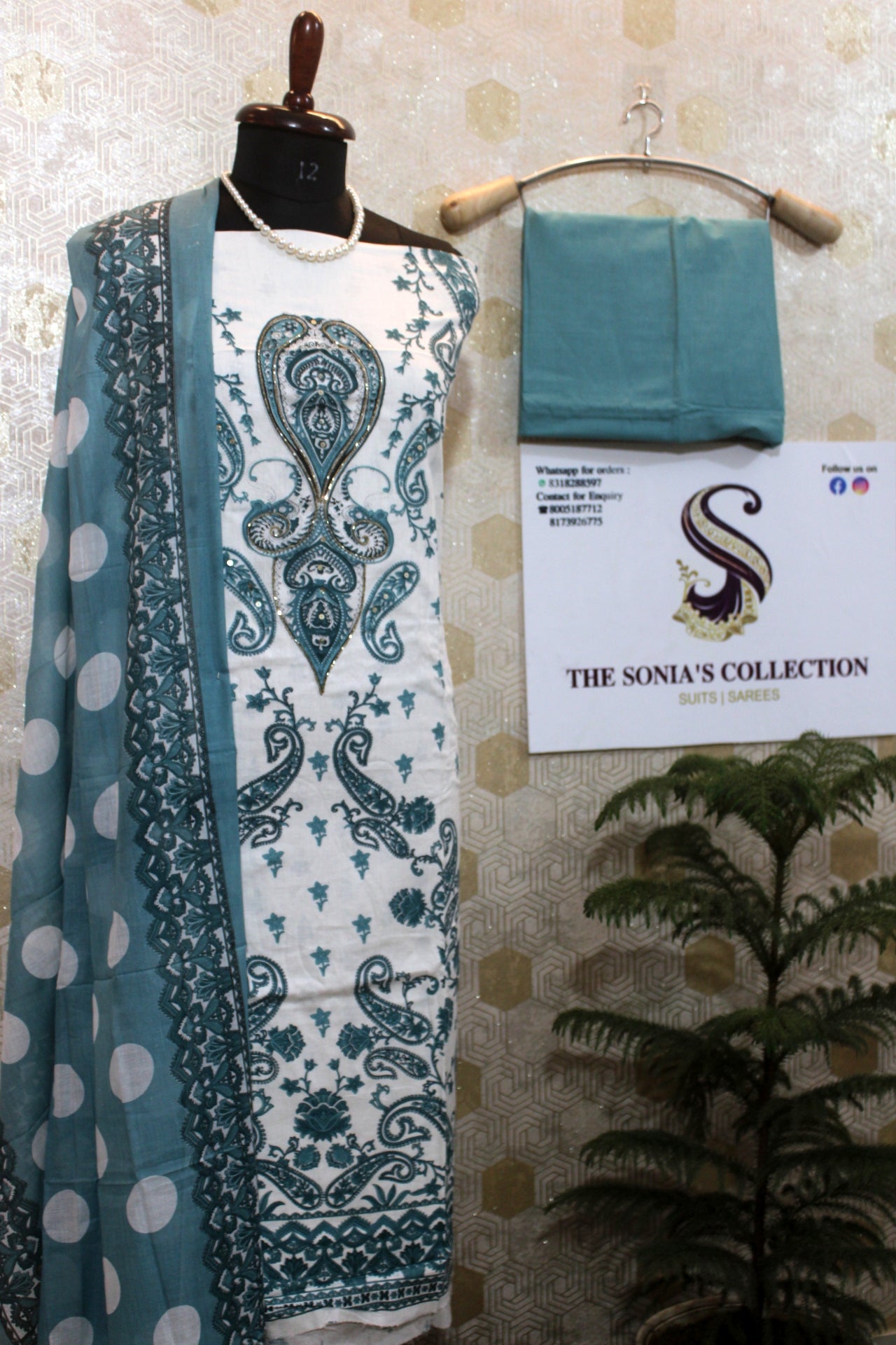 0023 - Aqua Green Cotton Suit