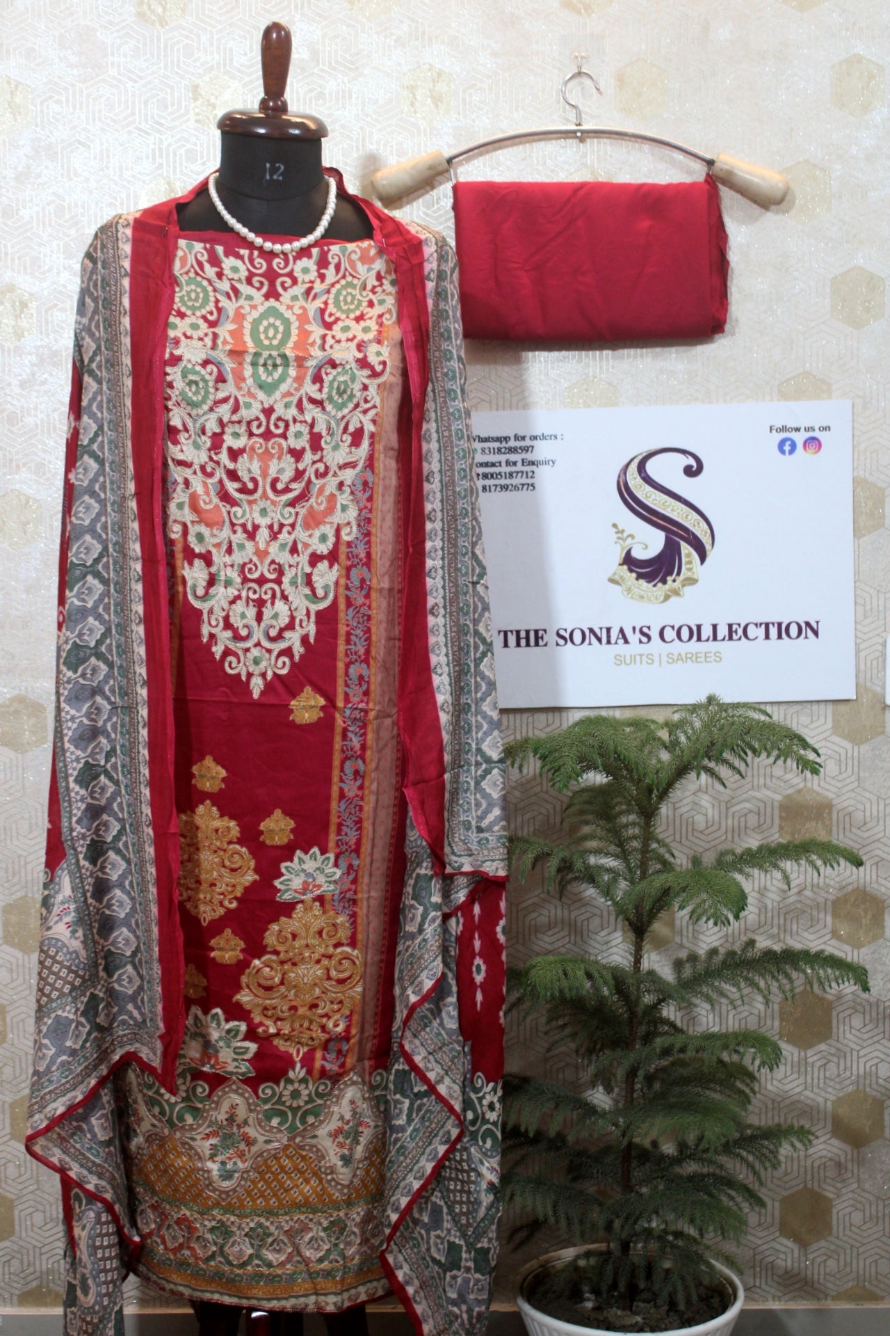 0032 - Red Pakistani Lawn Suit