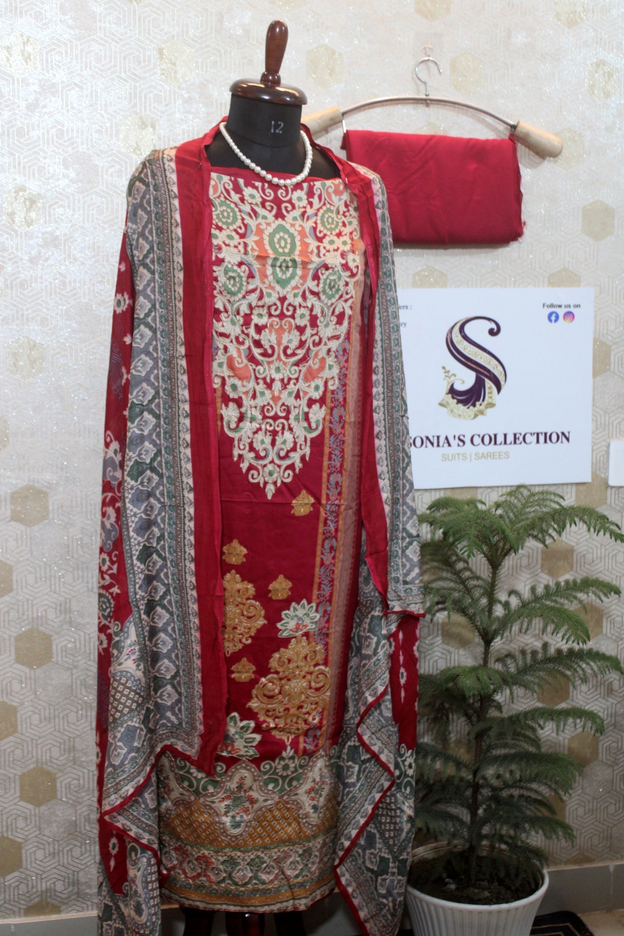 0032 - Red Pakistani Lawn Suit