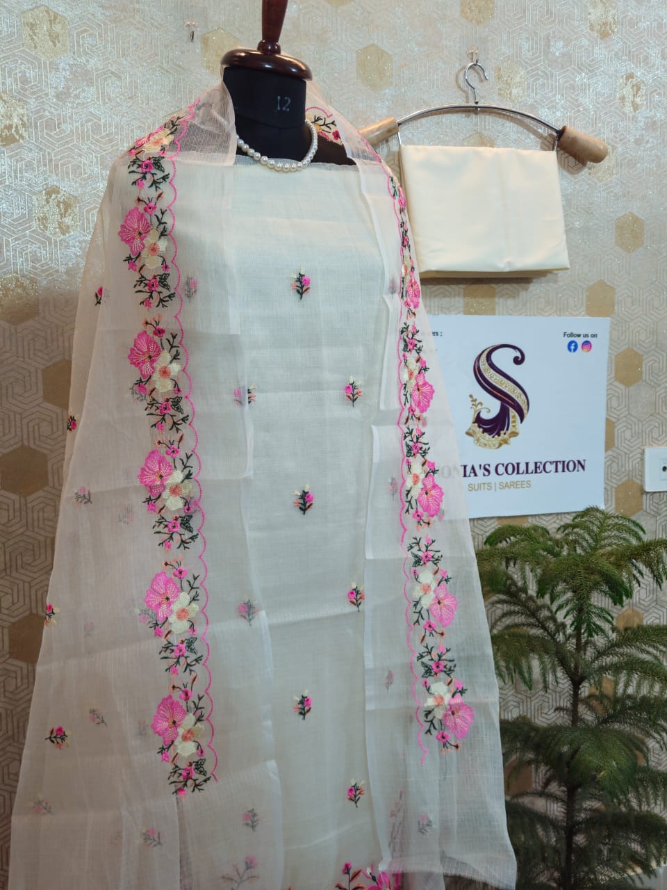 063-White and Yellow Kota Doriya Suit