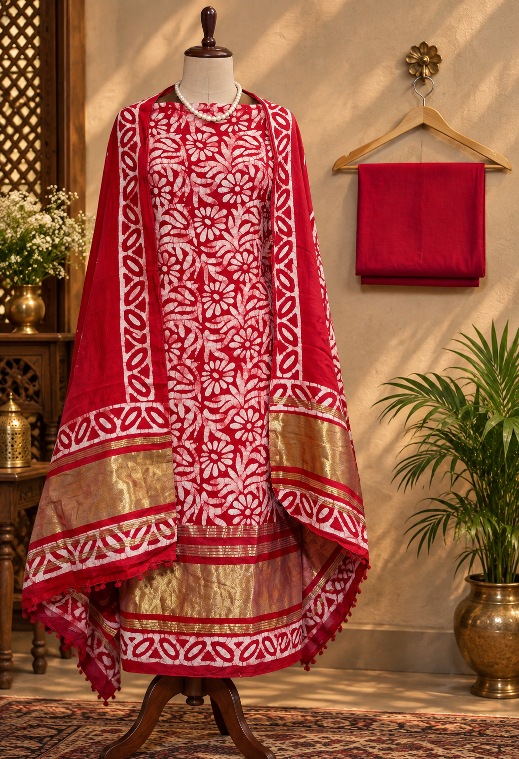 0037- Red Gajji Silk Suit