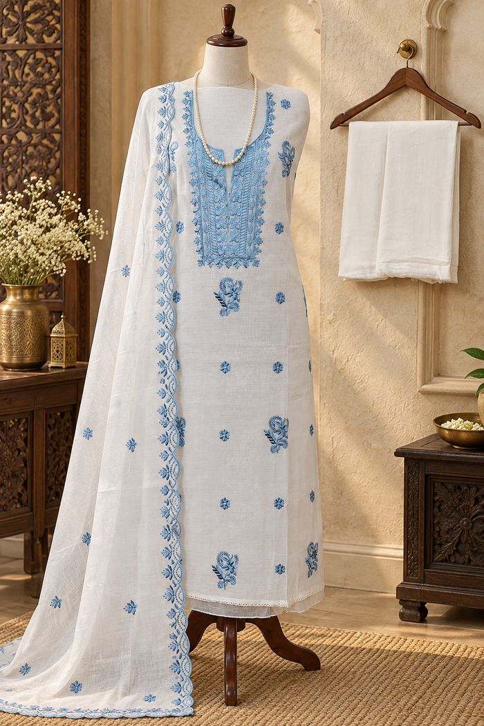 107- Blue Mul Cotton Suit
