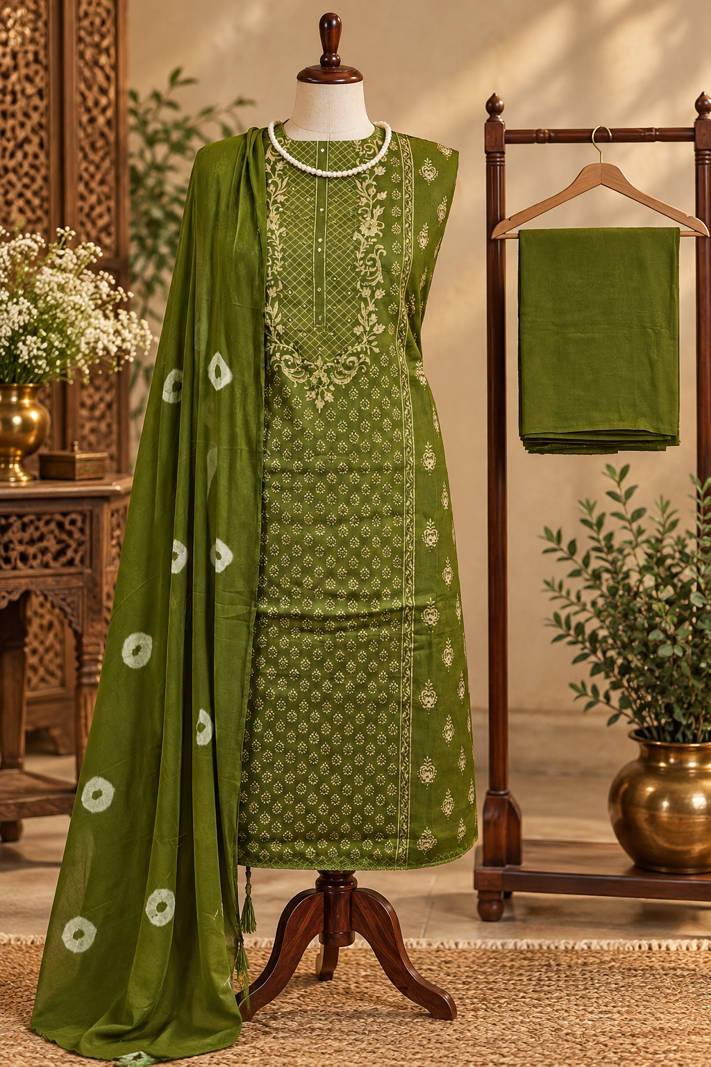 121- Green Jam Cotton Suit