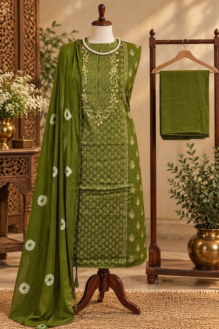 121- Green Jam Cotton Suit