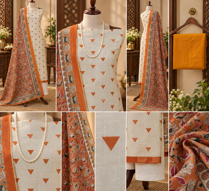 102-Yellow Maheshwari Silk Suit
