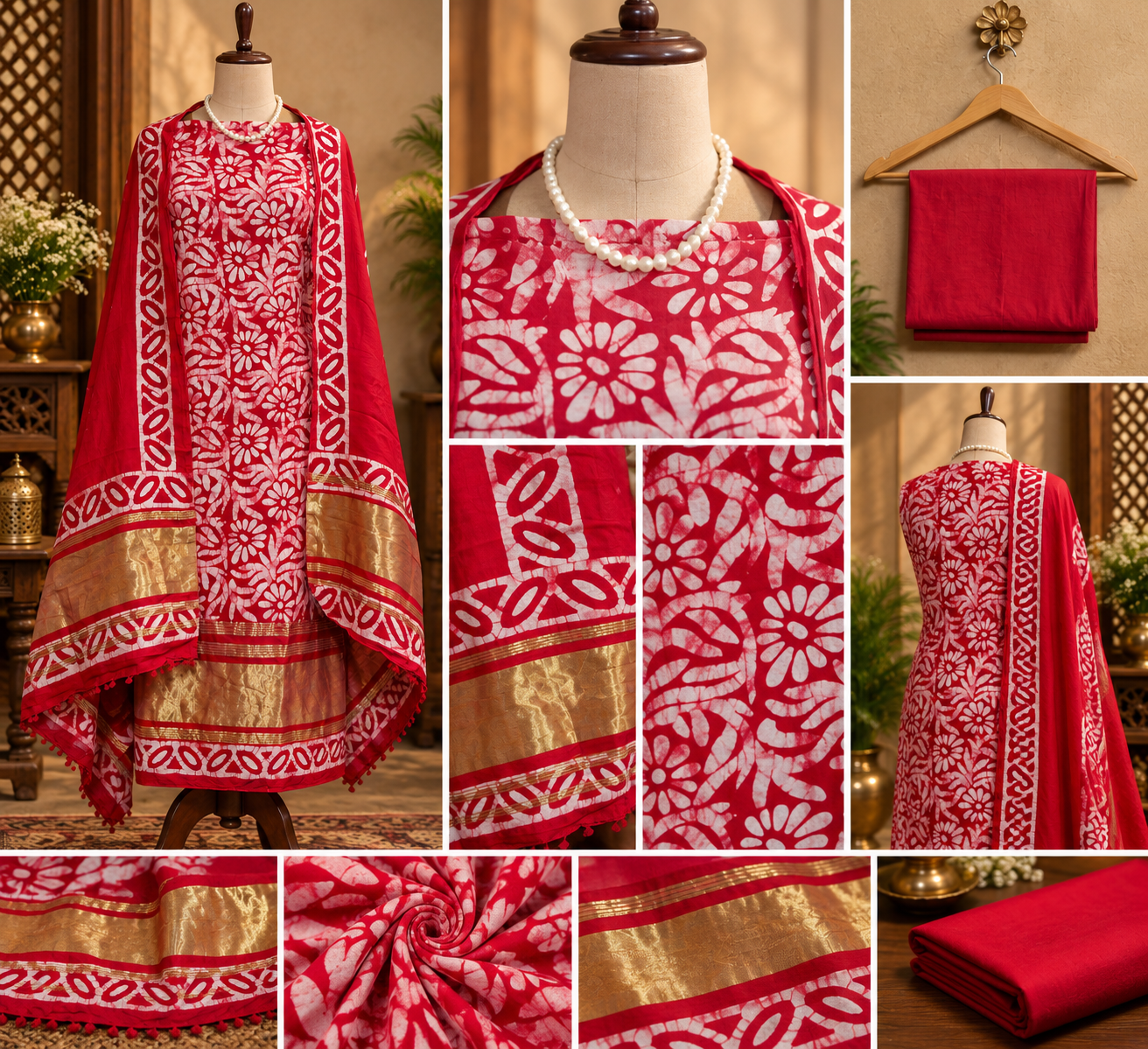 0037- Red Gajji Silk Suit
