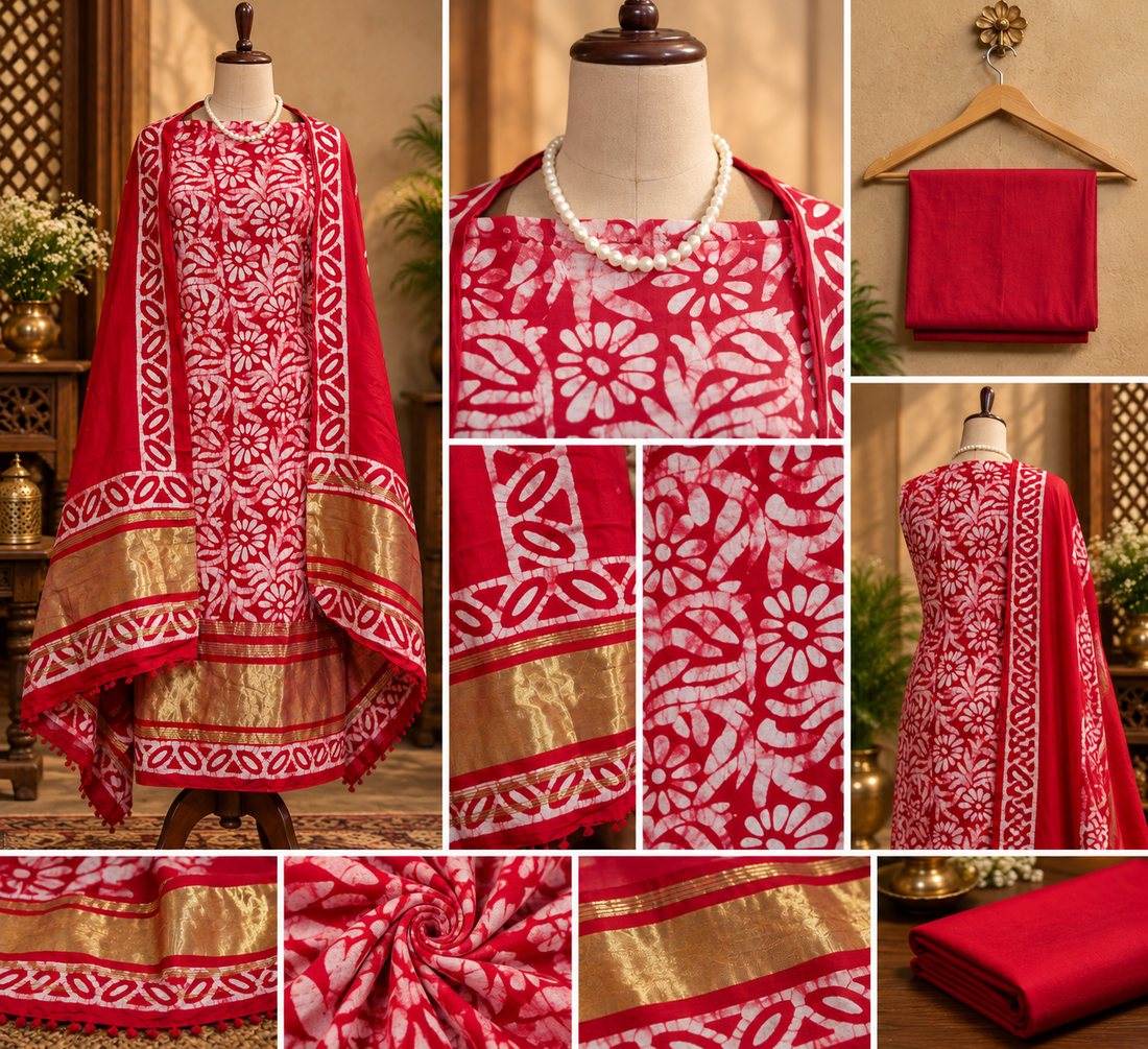 0037- Red Gajji Silk Suit