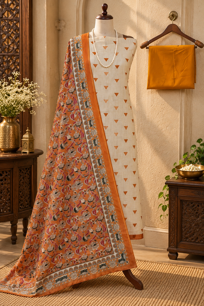 102-Yellow Maheshwari Silk Suit