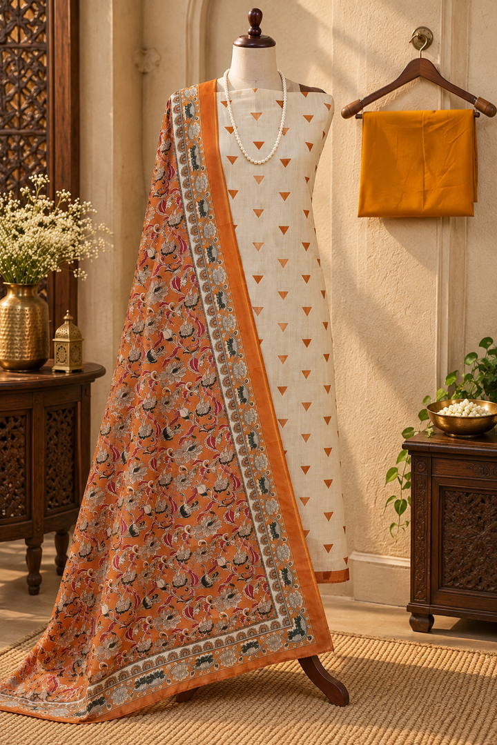 102-Yellow Maheshwari Silk Suit