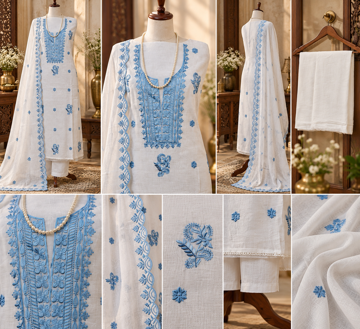 107- Blue Mul Cotton Suit