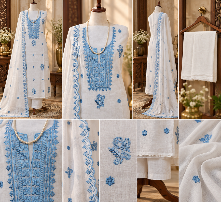 107- Blue Mul Cotton Suit