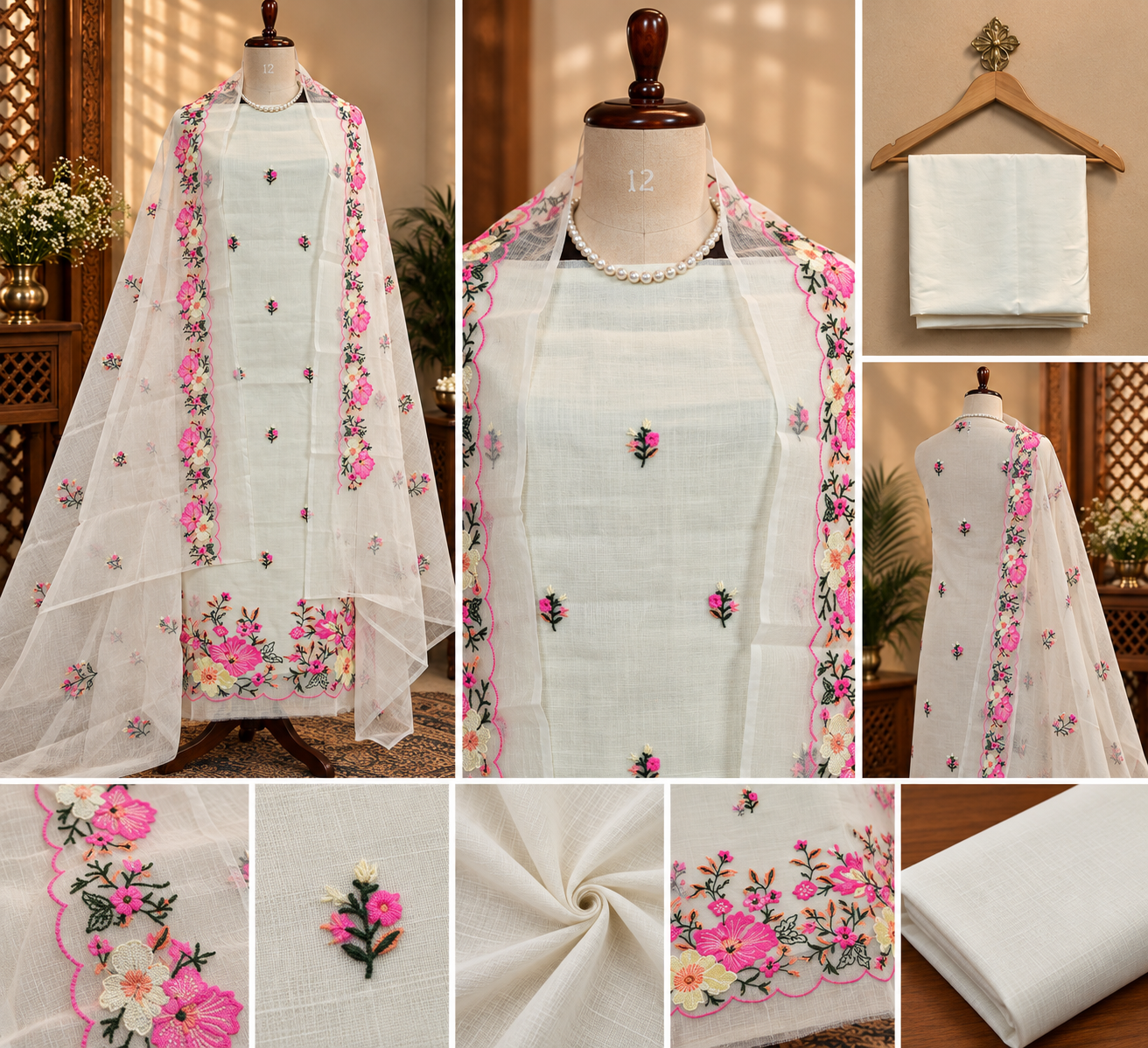 063-White and Pink Kota Doriya Suit
