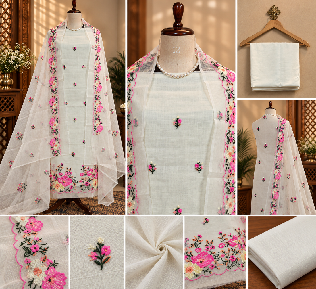063-White and Pink Kota Doriya Suit