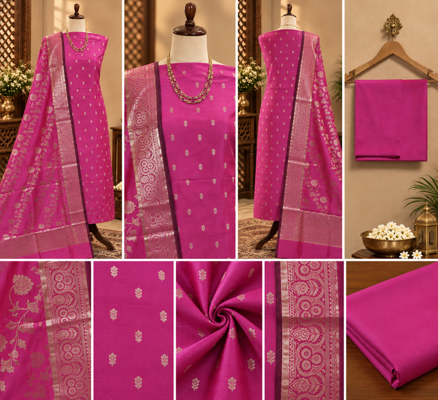 070 : Rani Pink Banarsi Silk Suit