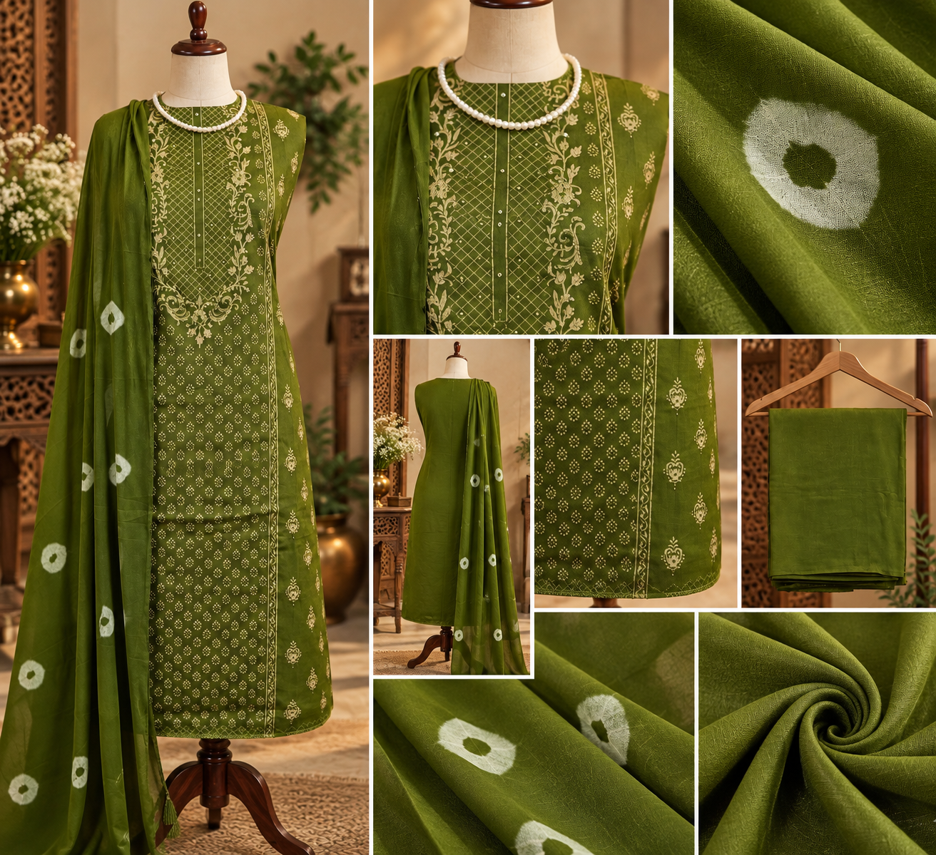 121- Green Jam Cotton Suit