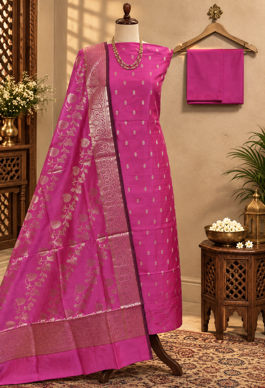070 : Rani Pink Banarsi Silk Suit