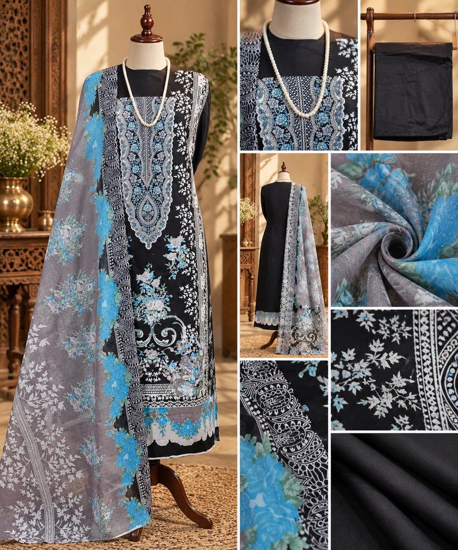 115- Black Cotton Suit
